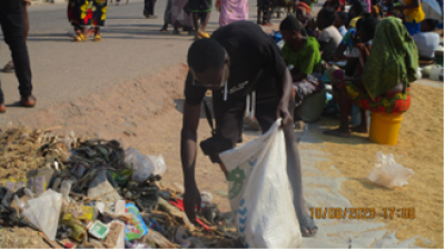 Gathering plastic 